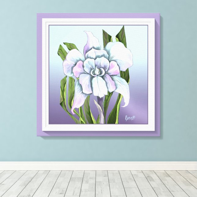 Smeraldo flower canvas print (Insitu(Wood Floor))