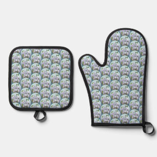 Smeraldo flower oven mitt & pot holder set