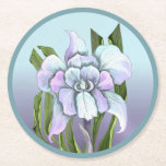 Smeraldo Flower Round Paper Coaster<br><div class="desc">THE FLOWER of my Purple World : the Mythical Smeraldo Flower (with its very particular leaves... ) According to an old Italian legend, this imaginary flower symbolises an unconfessed secret love because of the fear of being rejected. It's the subject of a song of my favourite global K-pop Group :...</div>