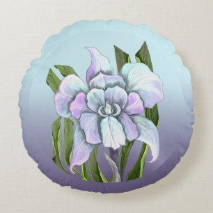 Smeraldo Flower Round Pillow