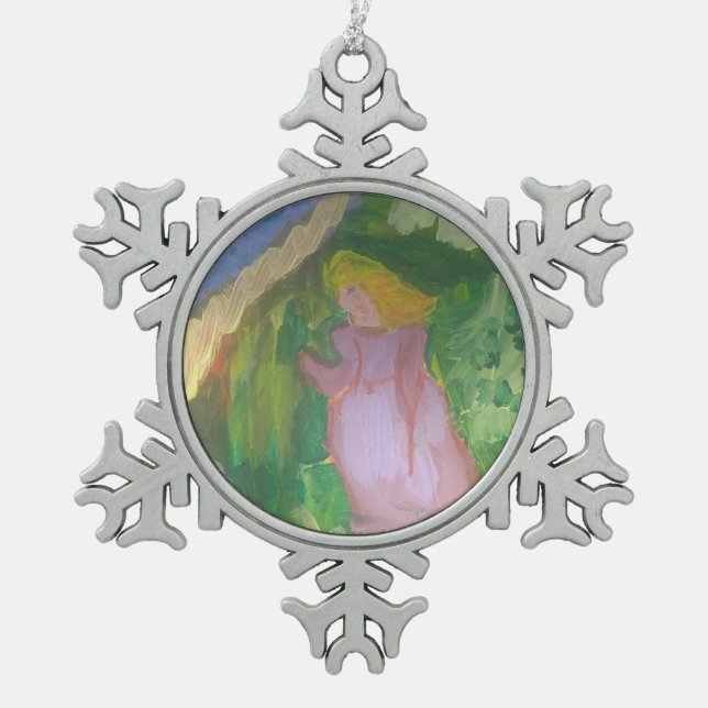 Smeraldo Gallery"Mademoiselle Gachet in the Garden Snowflake Pewter Christmas Ornament (Front)