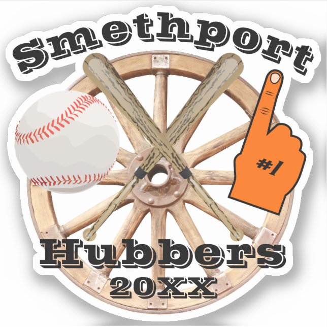 Smethport Hubbers #1 Fan Baseball Softball and Bat (Front)