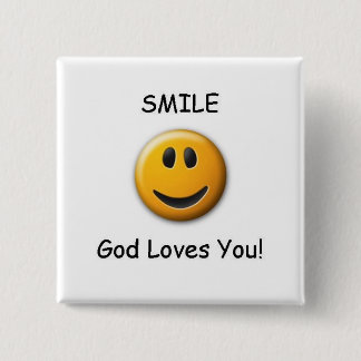 SMILE 15 CM SQUARE BADGE