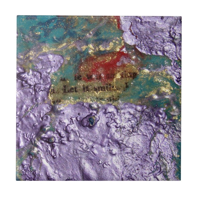Smile Abstract Mixed Media Collage Tile (Front)