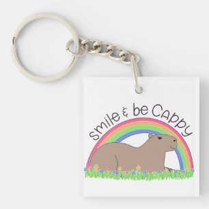 Smile and Be Cappy cute happy capybara Key Ring