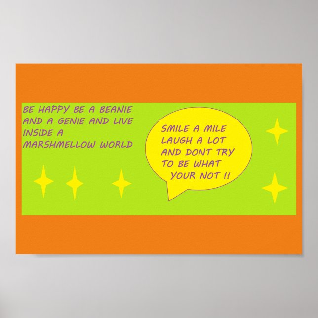 Smile and be happy poster print Theme Beanie (Front)