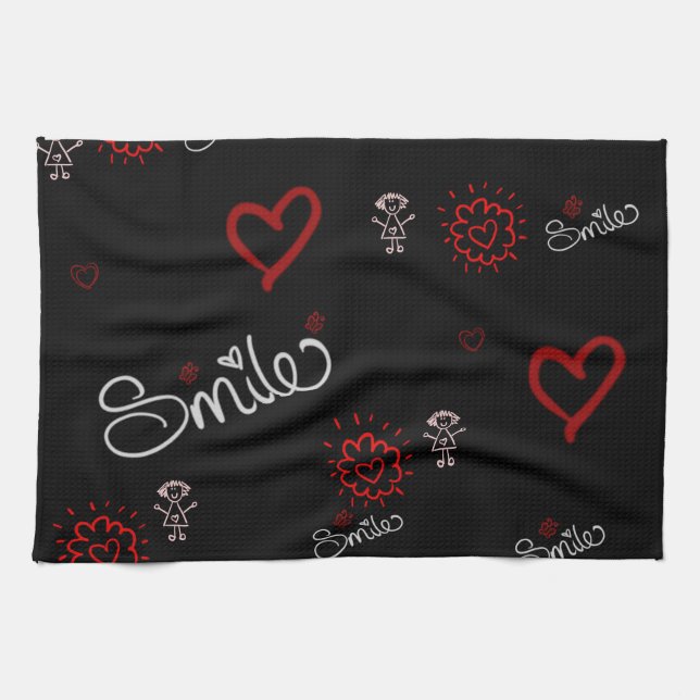 Smile And Be Happy Tea Towel (Horizontal)