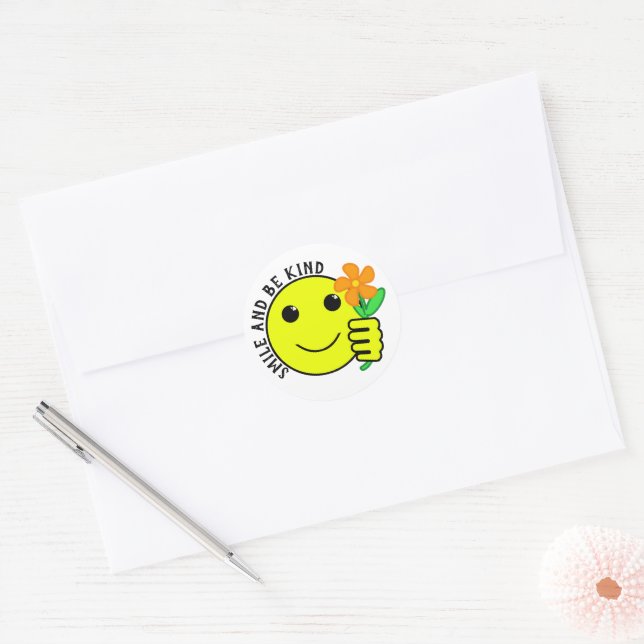 Smile and Be Kind Friendship Classic Round Sticker (Envelope)