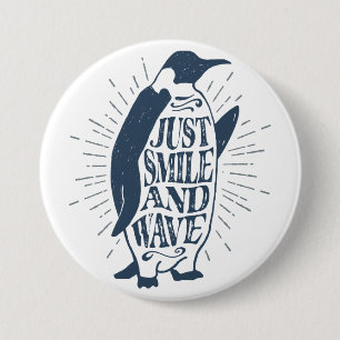 Smile and Wave Penguin 7.5 Cm Round Badge
