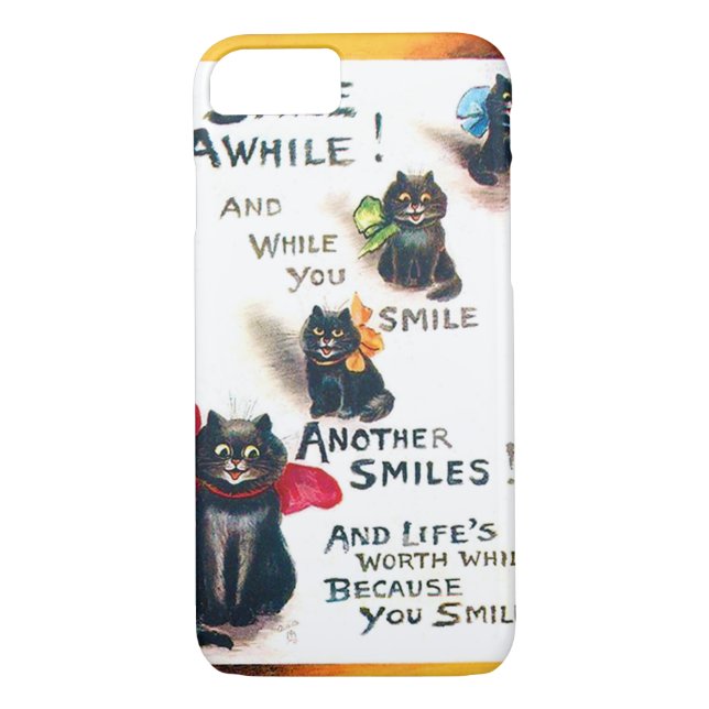 Smile Awhile, Black Cat, Louis Wain Case-Mate iPhone Case (Back)