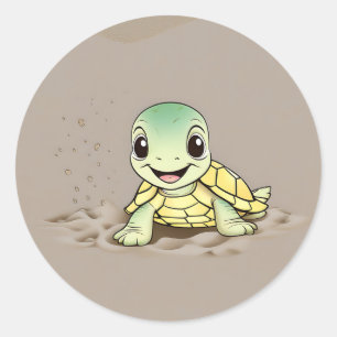 Smile Baby Turtle Classic Round Sticker