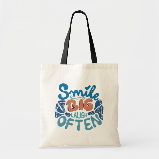 Smile Big Laugh Often: Heartwarming Message Tote Bag (Front)