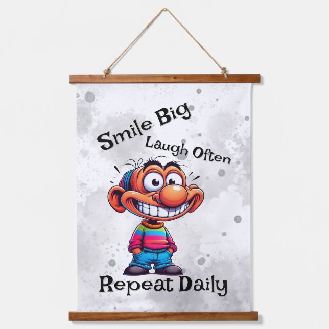 "Smile big, laugh often, repeat daily" Cartoon Hanging Tapestry (Front)