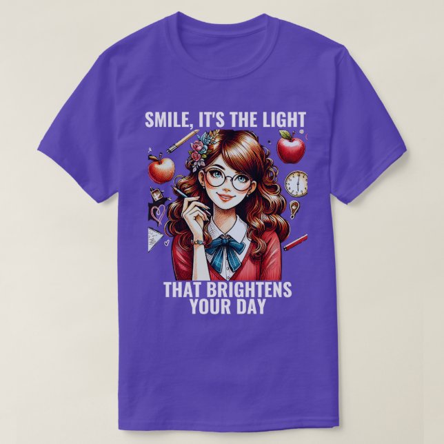 Smile Bright Funny Math Teacher Back to School 2 T-Shirt (Design Front)
