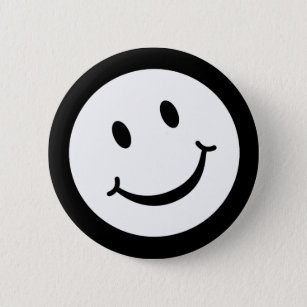 Smile button badge in black and white