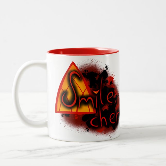 Smile, Cher :) Two-Tone Coffee Mug (Left)