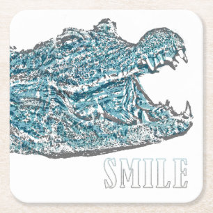 Smile Crocodile Square Paper Coaster