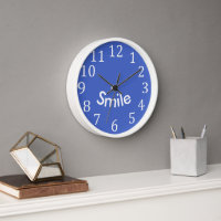 Smile, curved white text word affirmation clocks