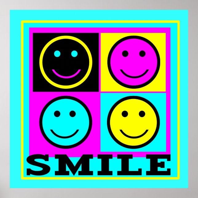 SMILE cute CMYK Faces Poster (Front)