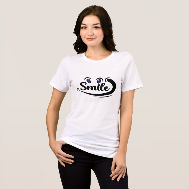 Smile Cute Positive Graphic T-Shirt for Women Tri-Blend Shirt (Front Full)