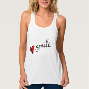 Smile Cute Red Heart Typography Script Singlet