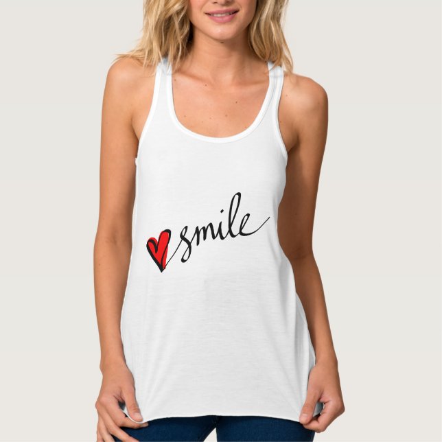 Smile Cute Red Heart Typography Script Singlet (Front)