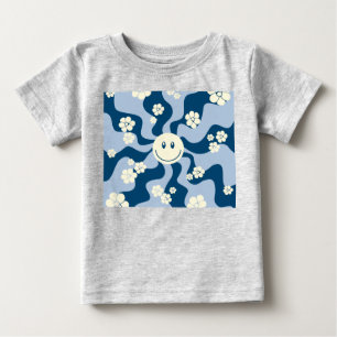 Smile - Dark Blue, Light Blue and Cream Baby T-Shirt