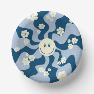 Smile - Dark Blue, Light Blue and Cream Paper Plate