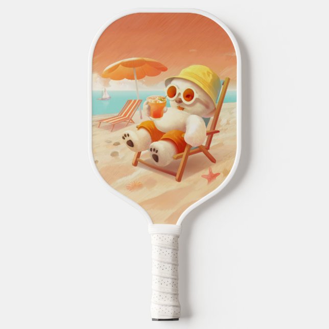 Smile Dog laying on a beach chair Pickleball Paddle (Front)
