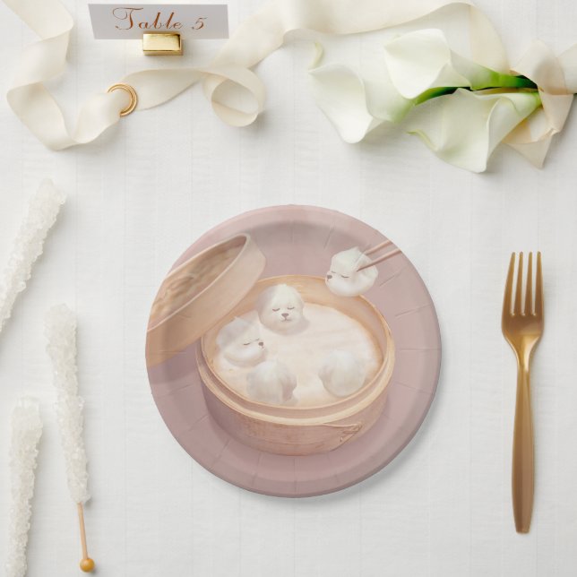 Smile Dog – Xiao Long Bao Delight Paper Plate (Wedding)