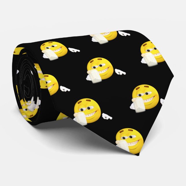 Smile emoji beer necktie (Rolled)