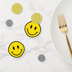 Smile Emoji Happy Face Gingham Party Fun Confetti