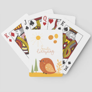 Smile Everyday Boho Bird Sun Cute Playing Cards