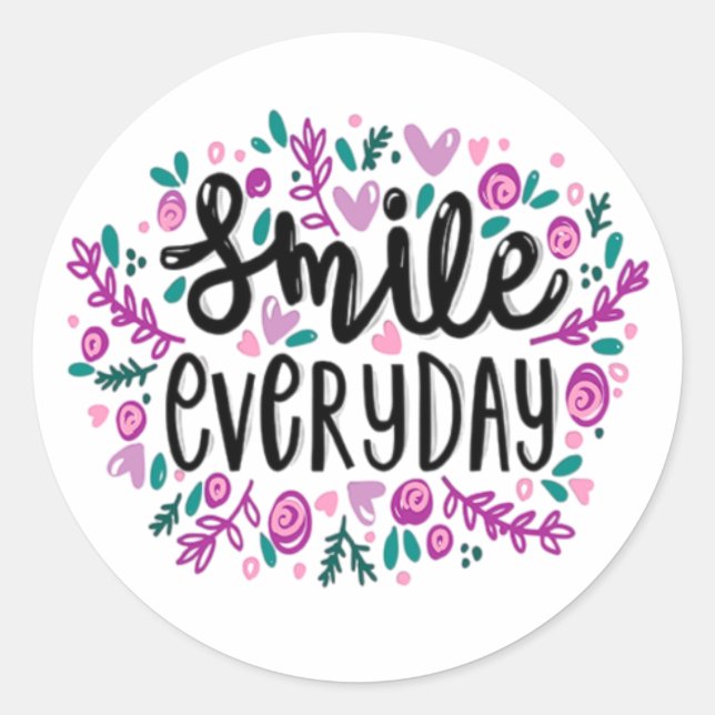 Smile Everyday Classic Round Sticker (Front)