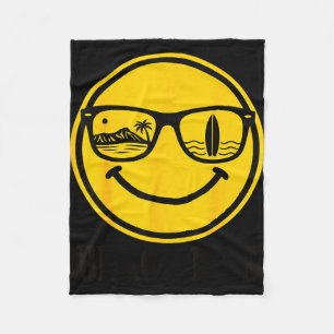 Smile face beach life surf hawaii ocean vacation fleece blanket