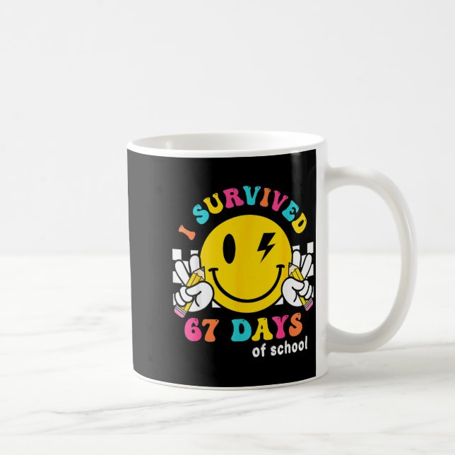 Smile Face I Survived 67 Days Of School  Coffee Mug (Right)