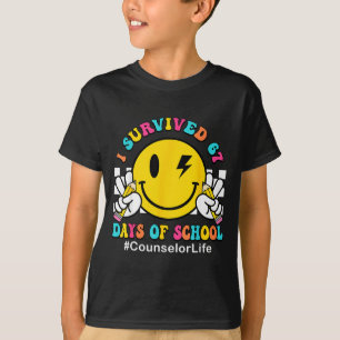 Smile Face I Survived 67 Days Of School Counselor  T-Shirt