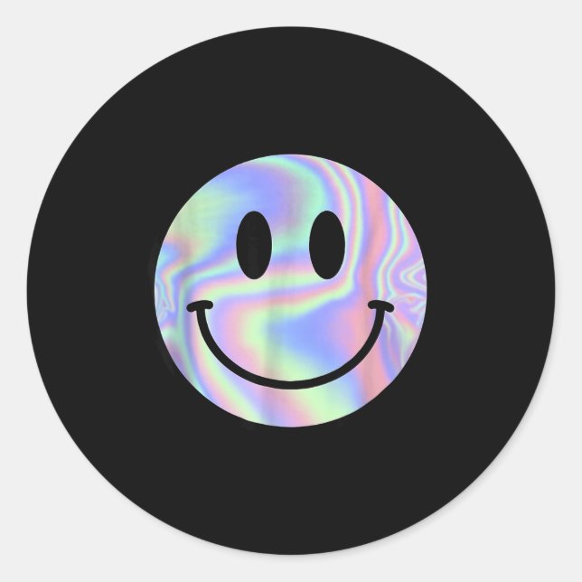 Smile Face Shirt Happy Smiling Face Rave Edm Music Classic Round Sticker (Front)