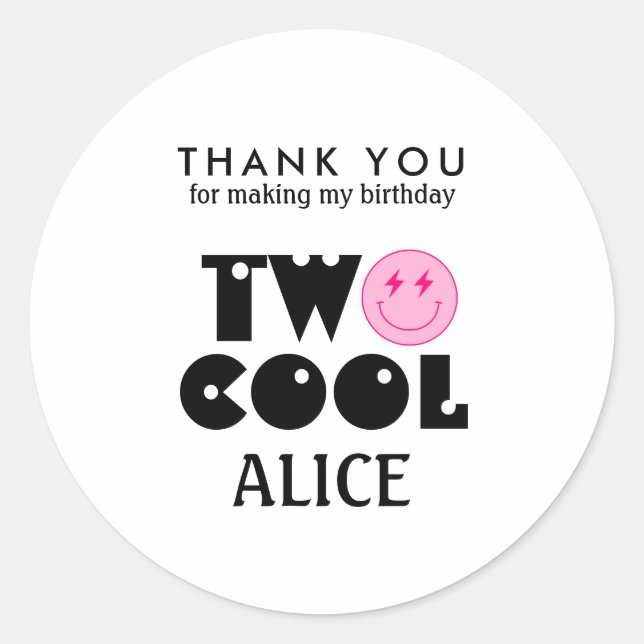 Smile Face Two Cool Smile Thank You Classic Round Sticker (Front)