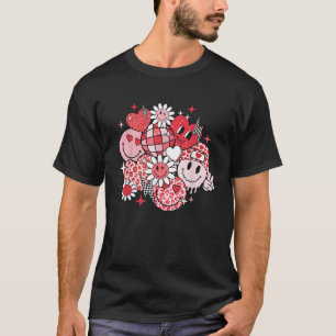 Smile Face Valentines Day Vibes Leopard Flower Gro T-Shirt