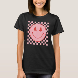 Smile Face Xmas Happy Face Chequered Pattern For C T-Shirt