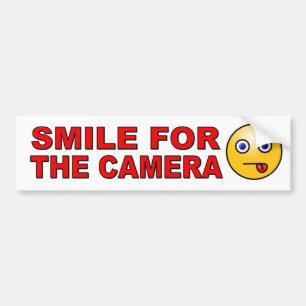 Smile for the Camera with face funny Bumper Sticker