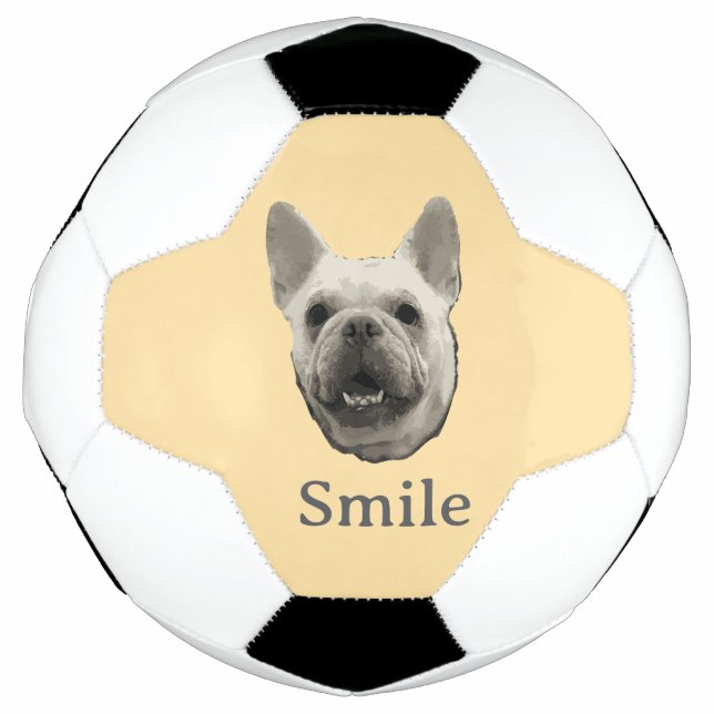 Smile French Bulldog Beige Soccer Ball (Front)