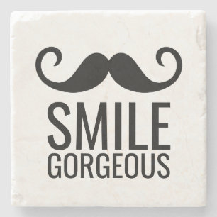 SMILE GORGEOUS & Moustache Stone Coasters