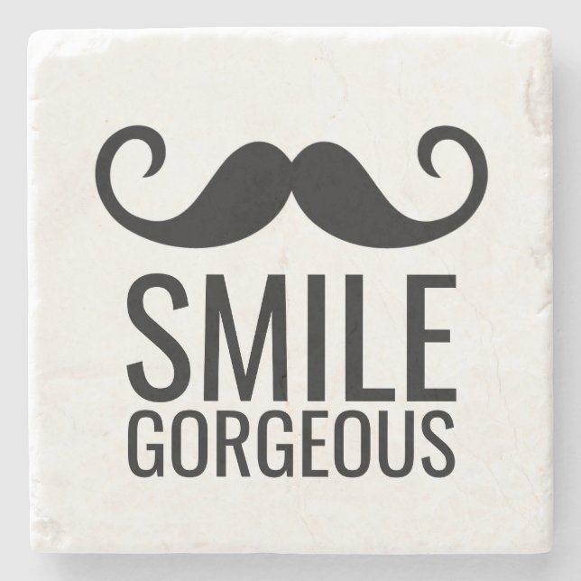 SMILE GORGEOUS & Moustache Stone Coasters (Front)