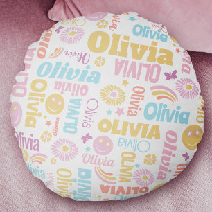 Smile graphic flower pastel preppy throw pillow