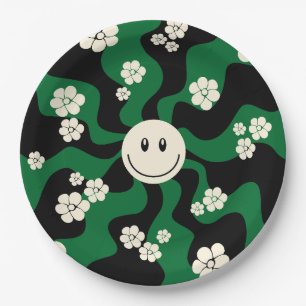 Smile - Green, Cream and Black Paper Plate