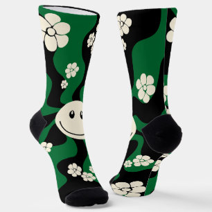 Smile - Green, Cream and Black Socks