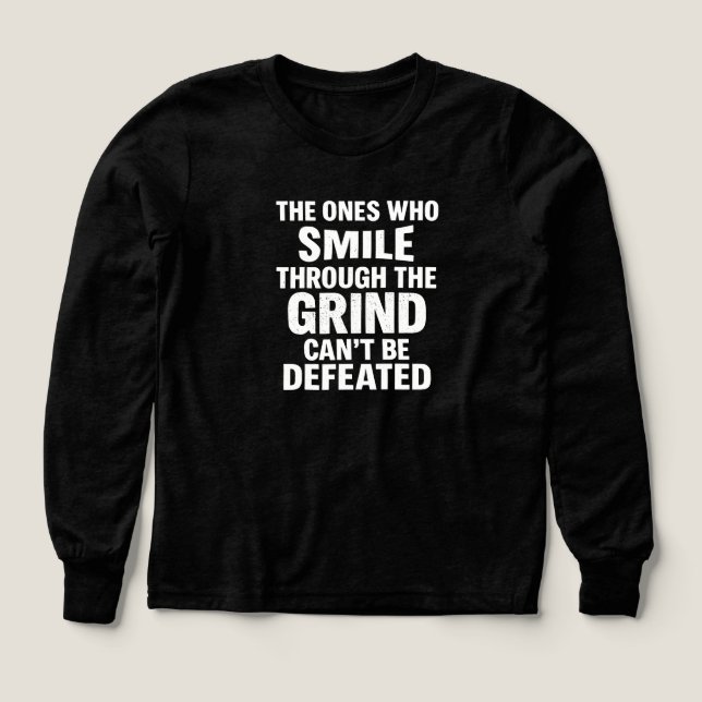 Smile grind gym motivation quote with white text (Design Front)