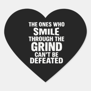 Smile grind gym motivation quote with white text heart sticker